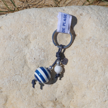 porte-clés Yann argenté bleu dur, création artisanale française