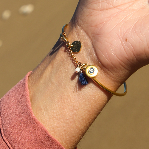 Bracelet fantaisie réglable pour femme - Création aluminium et perle à prix  sage !