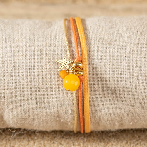 Bracelet Fluo orange et beige - Retour de plage