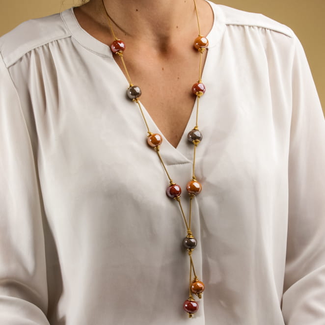 SAUTOIR FEMME PERLE CREME