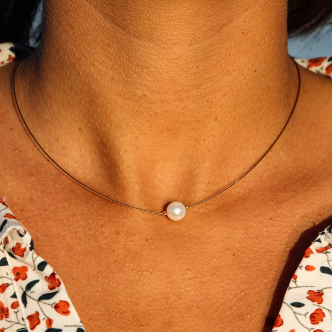 COLLIER PERLE DORÉ AIX