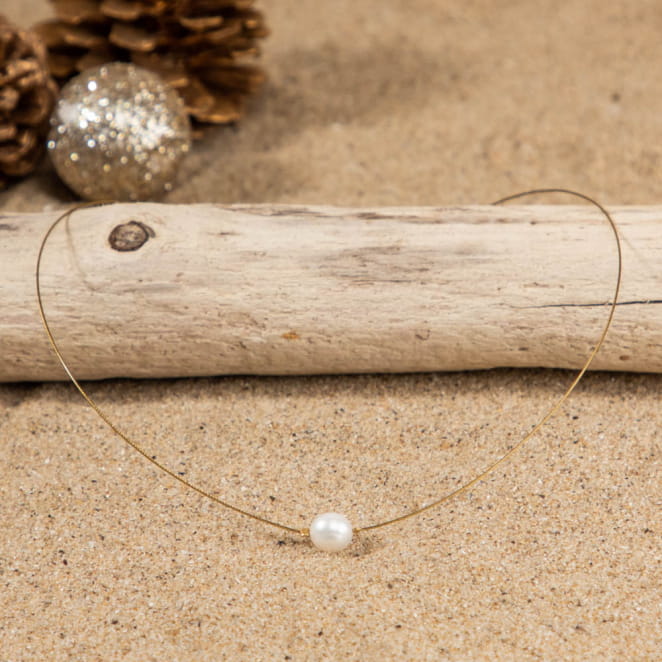 COLLIER PERLE DORÉ AIX