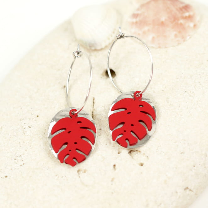 BOUCLES D'OREILLES  créoles FEUILLETTE