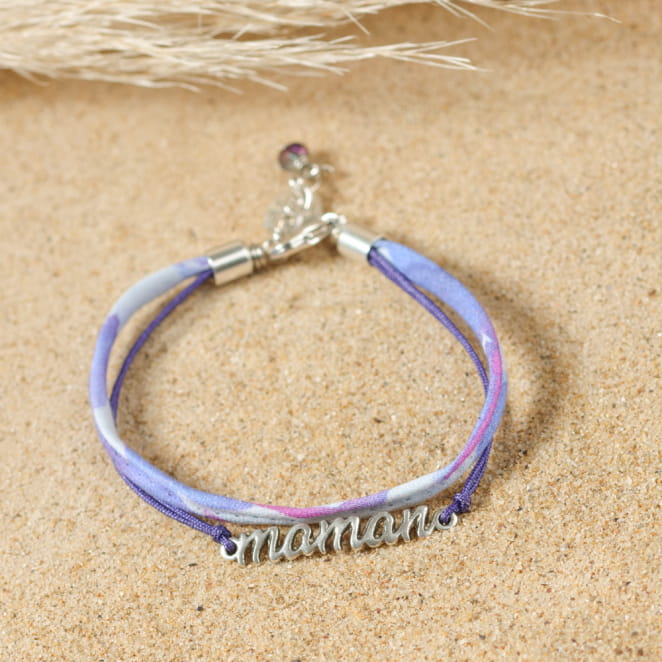 Bracelet argenté et violet maman.