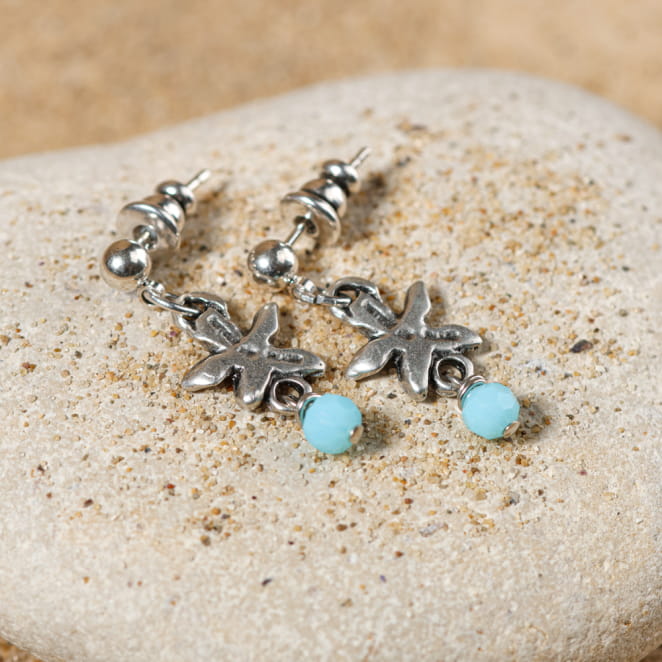 Boucles enfant Ibiza avec perle turquoise, bijou fait main en France