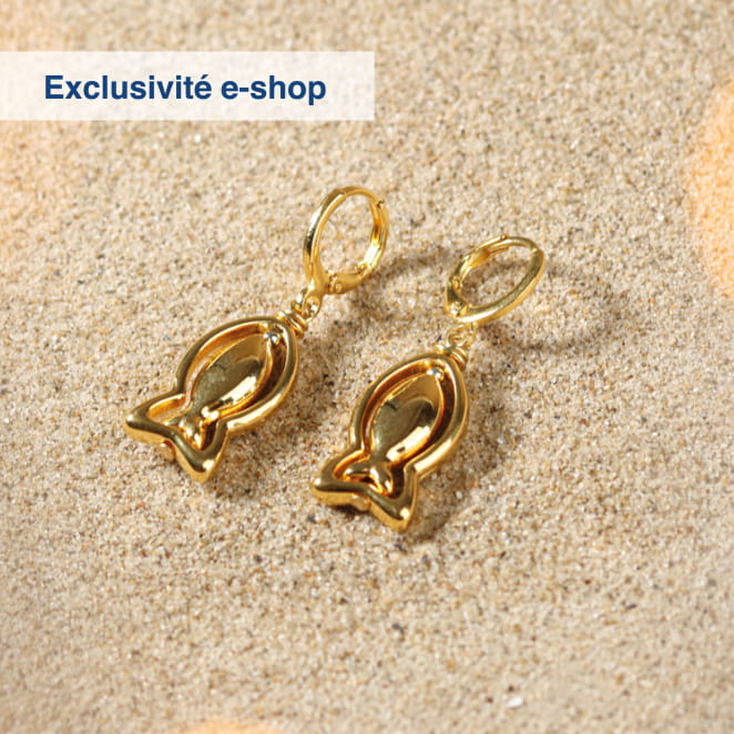 Boucles d’oreilles dorées Remora avec breloques rondes – bijou fait main Origine France Garantie