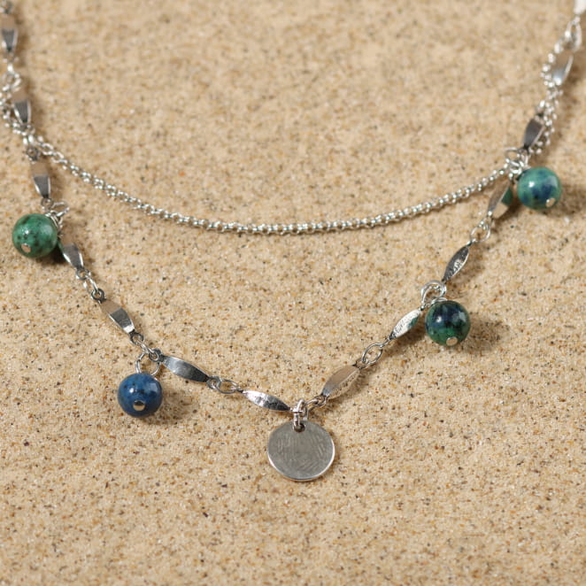 Collier Casta assorti au bracelet, perles multicolores et argentées – bijou fait en France