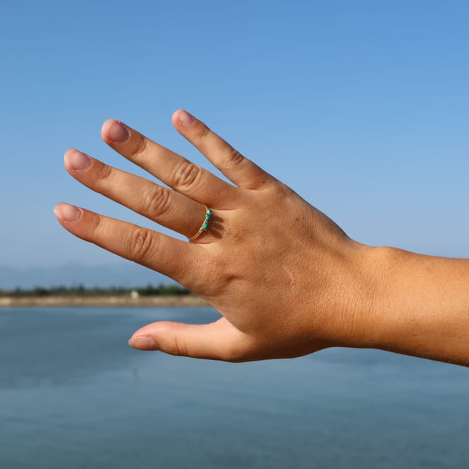 bague Nantaise dorée avec pierre turquoise