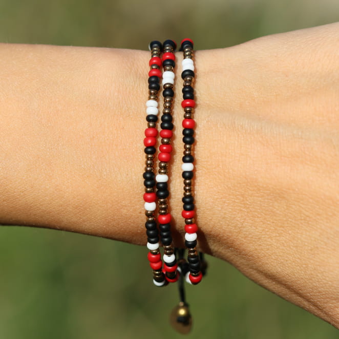 Bracelet Mexic en métal bronze et perles multicolores, bijou artisanal français éclatant