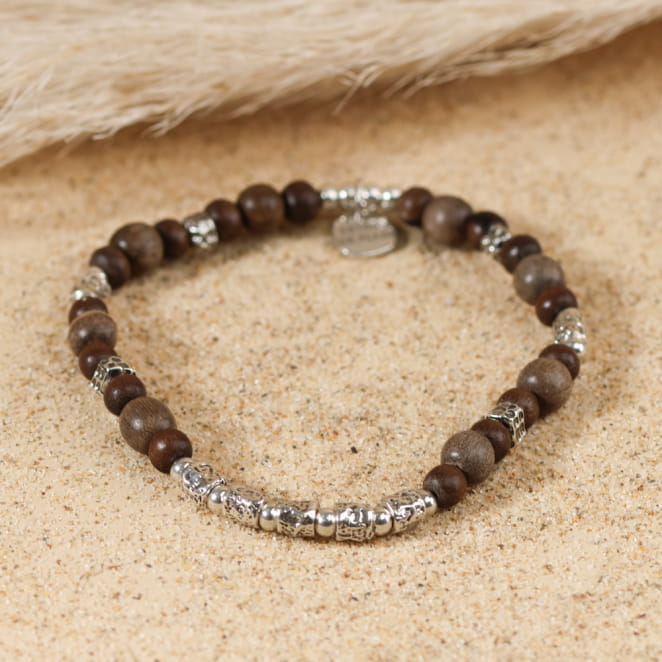 Bracelet homme Romuald en métal plaqué argent avec tressage, fabrication artisanale française.