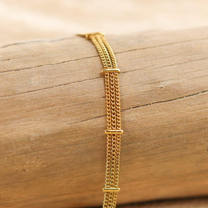 Bracelet Kenwa en métal doré, bijou artisanal français.