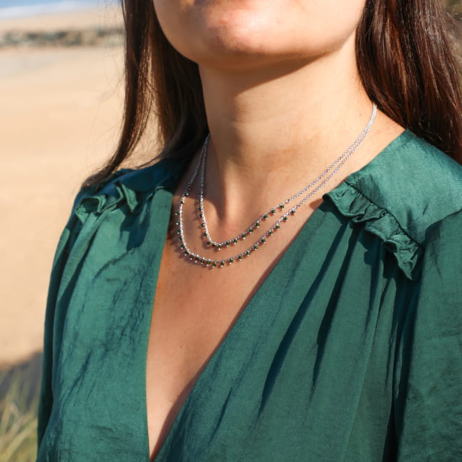 Collier fantaisie Mésange en métal argenté – bijou fabriqué en France, élégant et original