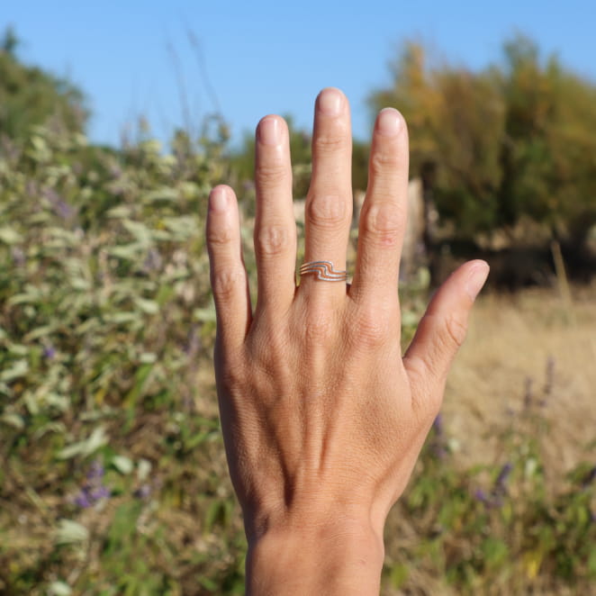 bague Hendayaise en métal argenté, torsade élégante, bijou artisanal français
