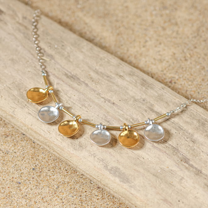 collier Azteque argenté et doré, perles artisanales, création française