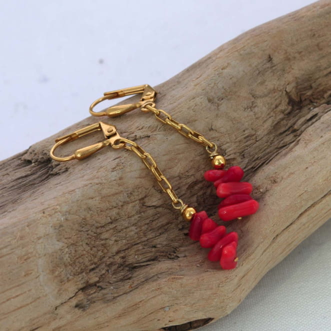 BOUCLES D'OREILLES PERLES CORAIL