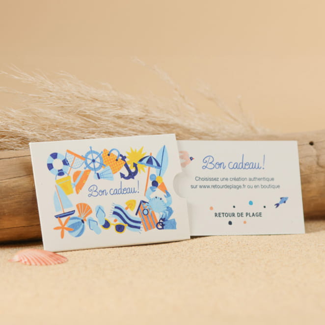 Carte cadeau Retour de Plage utilisée pour l'achat d'un bijou artisanal, illustrant son utilisation sur le site