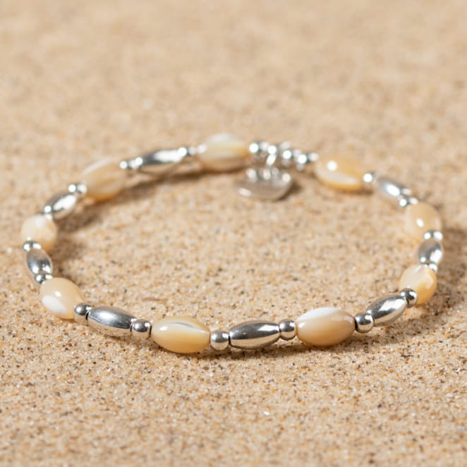 Bracelet Aglandau, en nacre et argenté, fait à la main en France