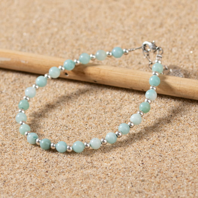 Bracelet fantaisie perles amazonite vert d'eau