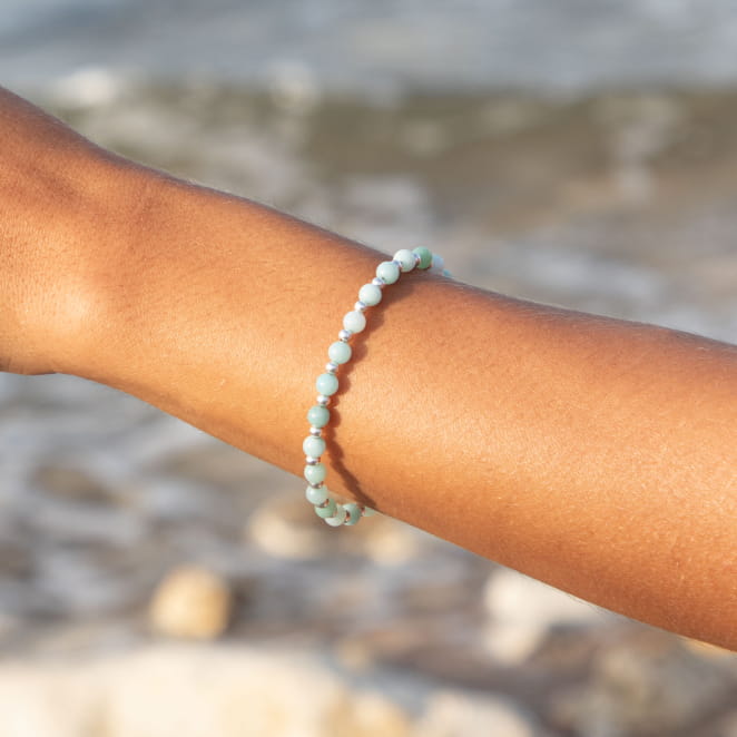 Bracelet fantaisie perles amazonite vert d'eau