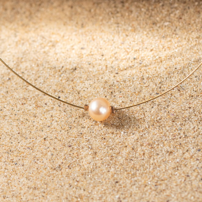 Collier doré rose cable et perle de rivière rose