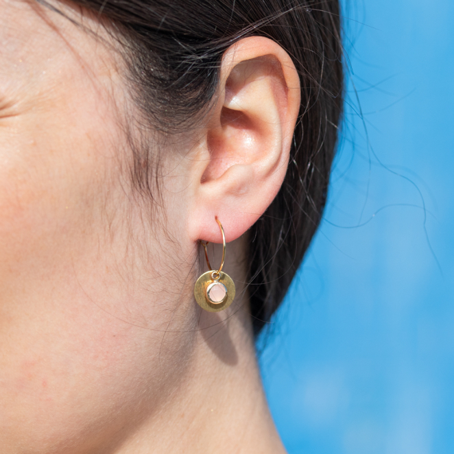 Boucles d'oreilles Mignon doré et rose pâle