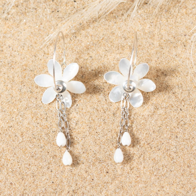 Bijoux printaniers blanches et argenté