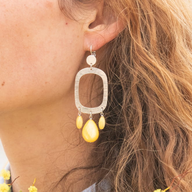 Boucles d'oreilles Romina argenté et jaune