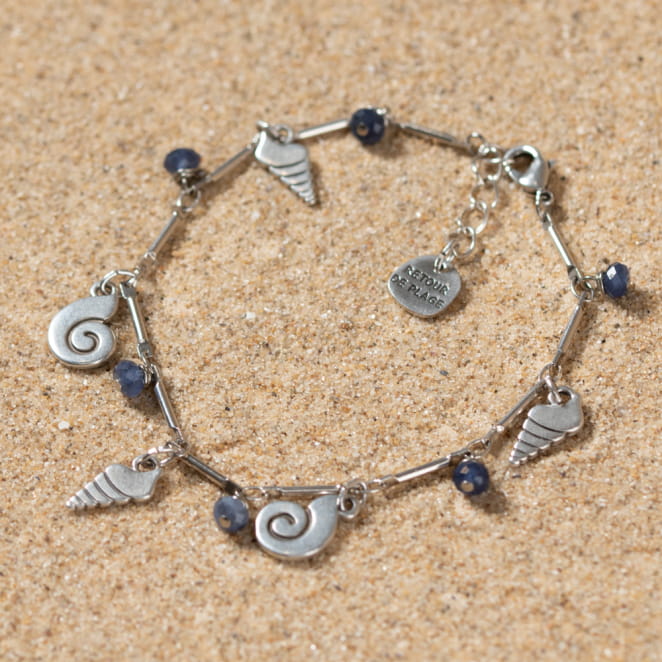 bracelet Manoa argenté et bleu Montana, création artisanale française