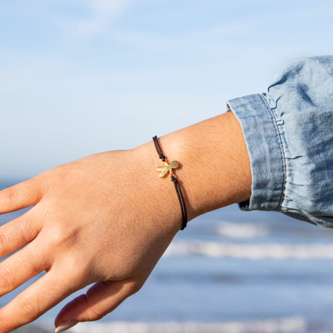 Bracelet Marius, bijou fantaisie doré et noir, bijou artisanal mad ein France