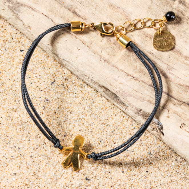 Bracelet Marius, bijou fantaisie doré et noir, bijou artisanal mad ein France