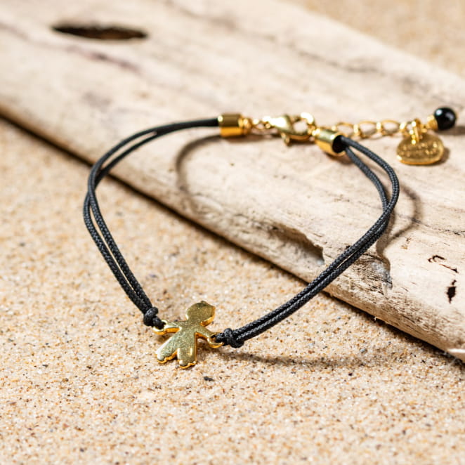 Bracelet Marius, bijou fantaisie doré et noir, bijou artisanal mad ein France