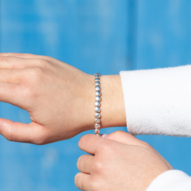 Bracelet en perles argenté Nasa