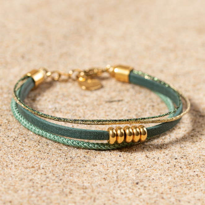 Bracelet multirang vert amande