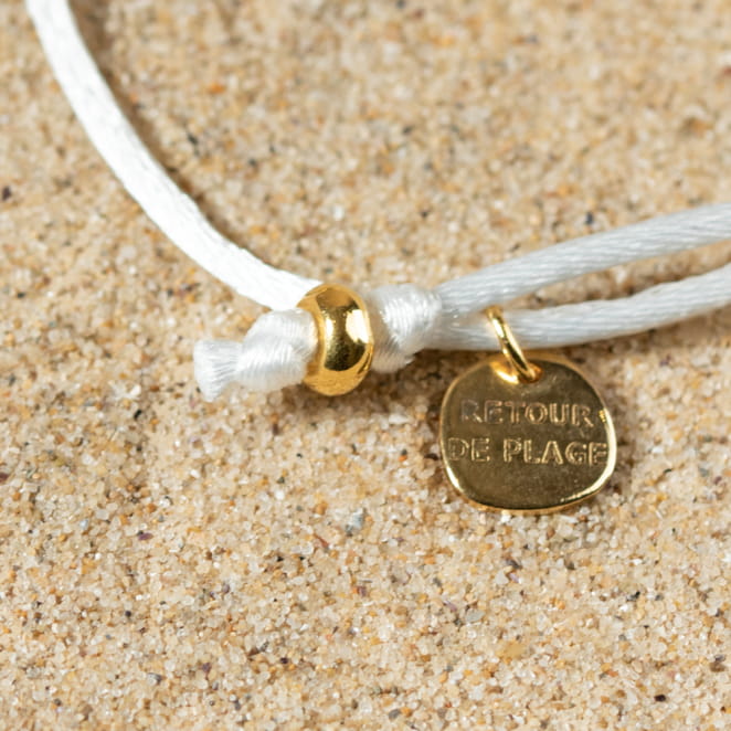 Bracelet Wanda réglable poisson blanc et doré. fabrication artisanale et française.