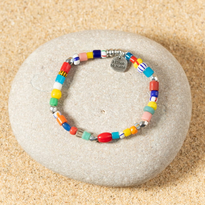 Bracelet enfant Wonka argenté et en perles multicolores