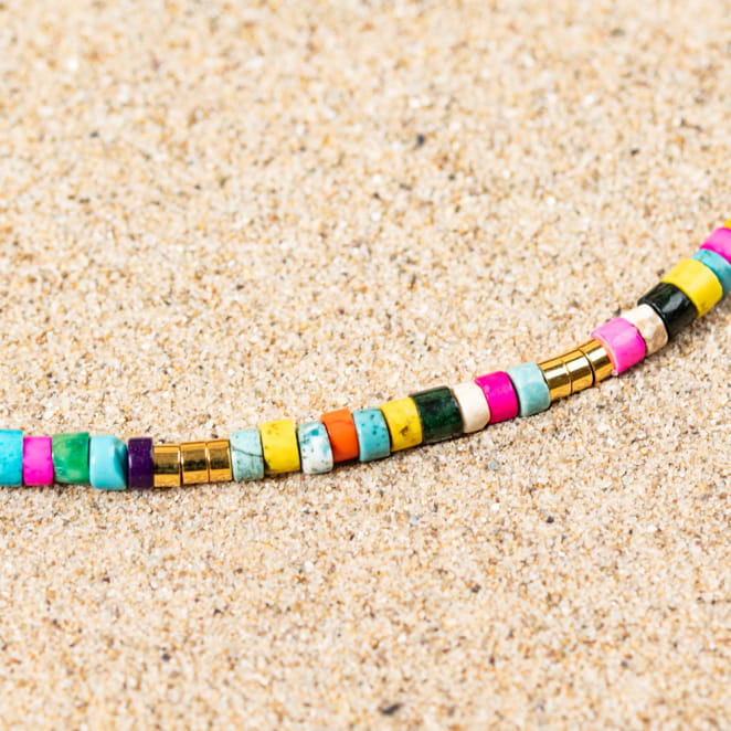 Collier pour femme Chamarel doré et multicolore