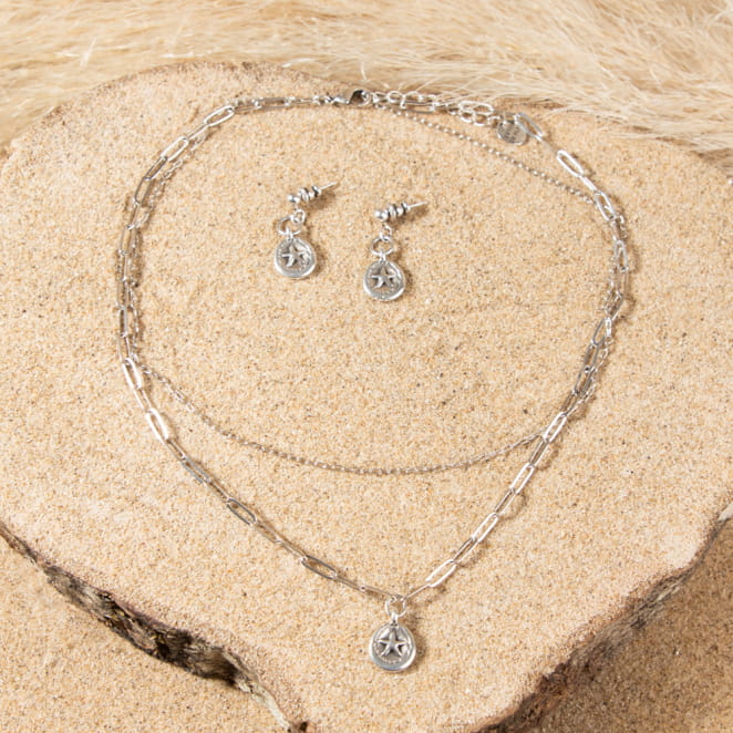 Collier double Maé argenté