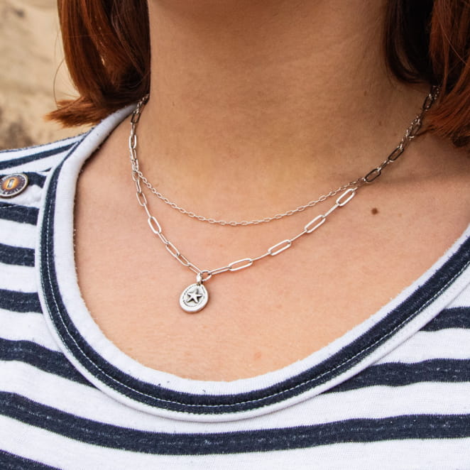 Collier double Maé argenté