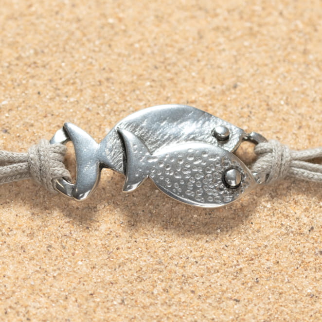 Pendentif poissons en métal plaqué argent 999