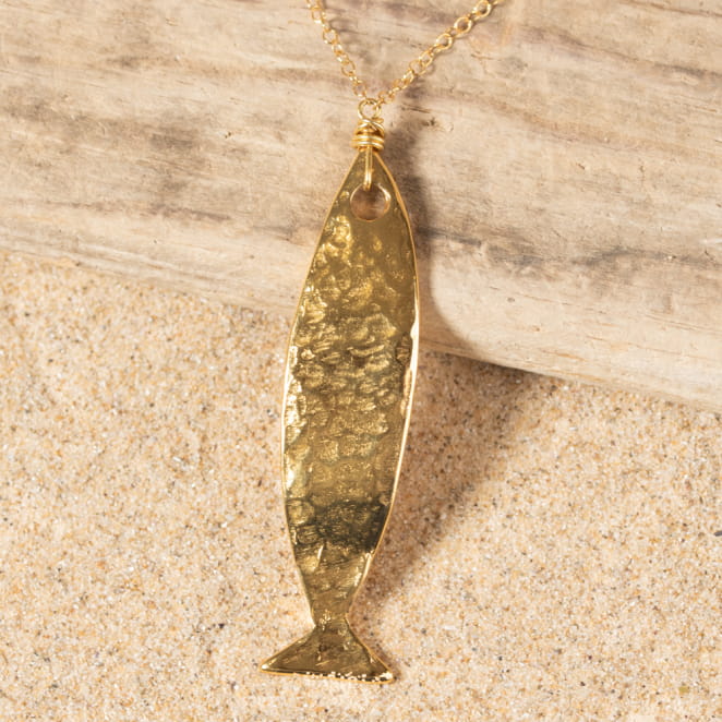 Sautoir Tinca doré avec pendentif poisson