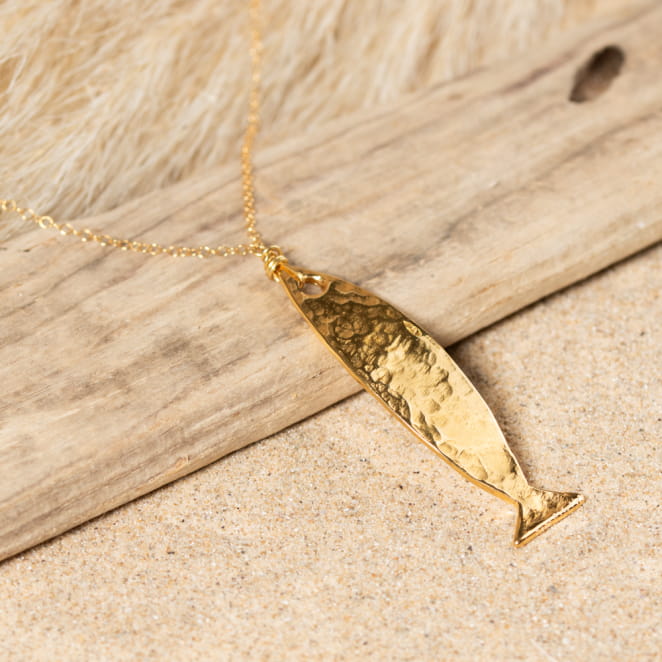 Sautoir Tinca doré avec pendentif poisson