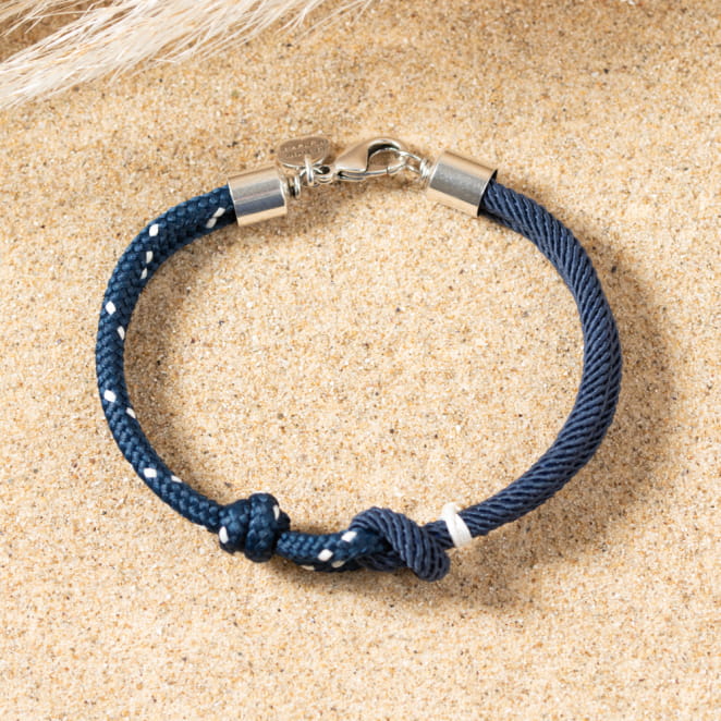 Bracelet en cordon bleu foncé pour homme