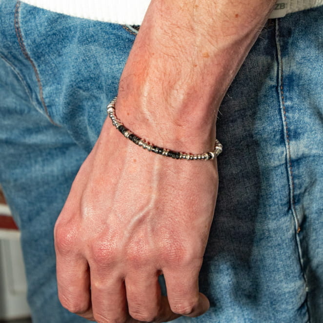 Bracelet pour homme Maestro argenté et noir made in France