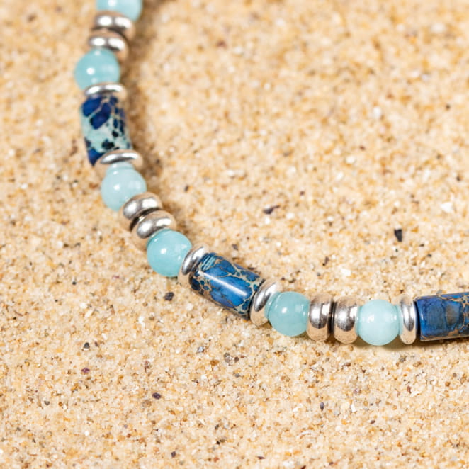 Bracelet pour hommes argenté et bleu fabriqué en France