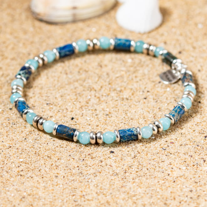 Bracelet pour homme Milo argenté et bleu