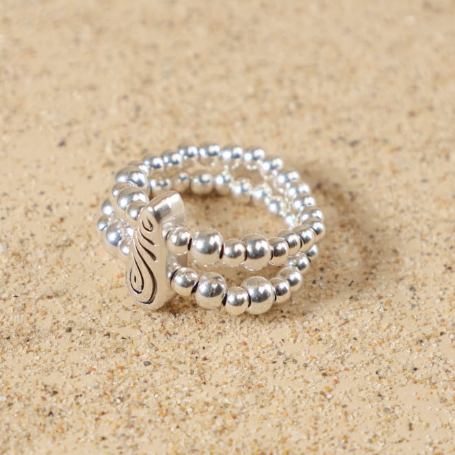 Bague Mandy argentée à double anneau texturé, bijou fait main en France