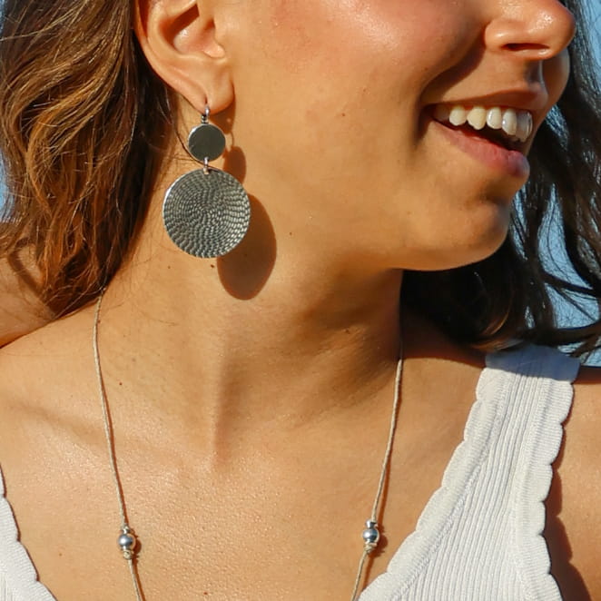 Boucles d’oreilles Jody en métal plaqué argent, fabrication artisanale française