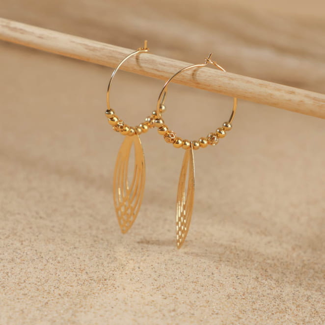 Boucles Leïla tout doré, bijou élégant fabriqué artisanalement en France