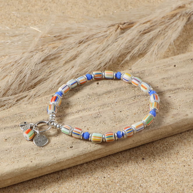 Bracelet Duplo en perles multicolores et argenté. Origine France Garantie.