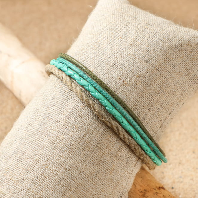 bracelet multi-brins Fabrice argenté et vert